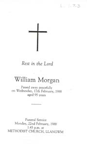Order of Service for William Morgan